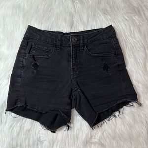 SO High Rise Shortie Distressed Black Shorts